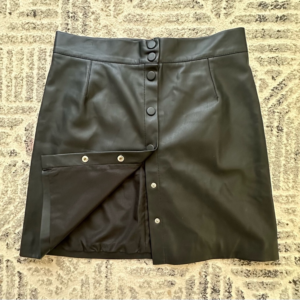 H&M Black Leather Mini Skirt size 12 NWT